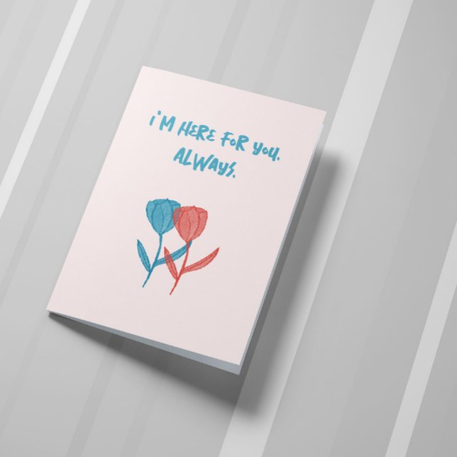 Cartão Tulipas azuis e rosa, desenhadas à mão, inspiradas (Criador carregado)