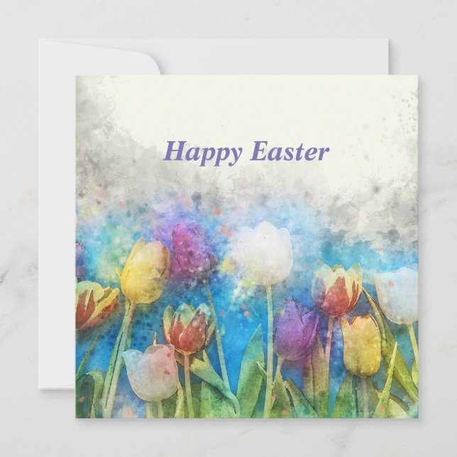 Cartão Tulipas bonitas felzs pascoa (Frente)