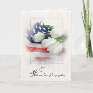 Cartão Tulipas Brancas de Simpatia na Bandeira Americana