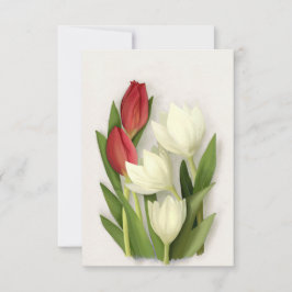 Cartão Tulipas brancas e vermelhas Floral