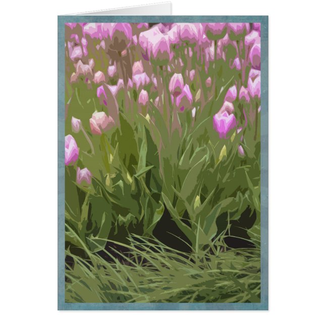 Cartão Tulipas cor-de-rosa (Frente)