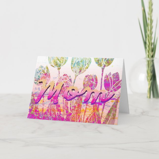 Cartão Tulipas da Mamãe Personalizáveis (Frente)