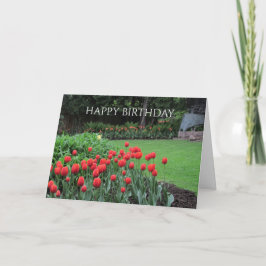 Cartão Tulipas de Jardim Inglês Cumprimentos de Aniversár