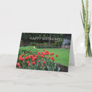 Cartão Tulipas de Jardim Inglês Cumprimentos de Aniversár