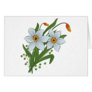 Cartão Tulipas e flores dos Daffodils