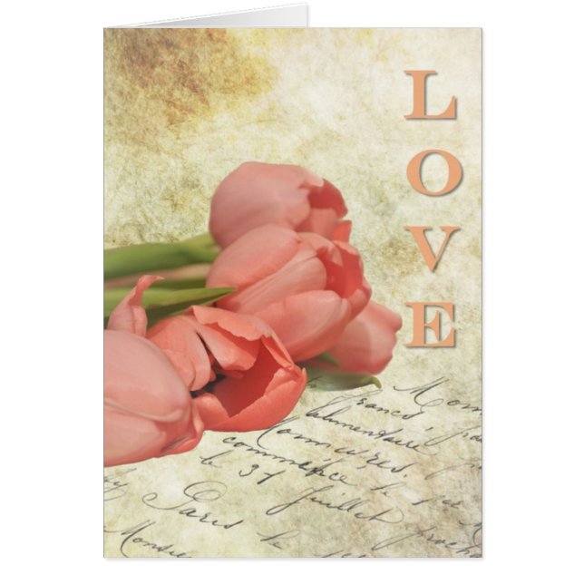 Cartão Tulipas e Letra Antiga (Frente)