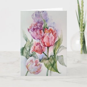 Cartão Tulipas Em Aquarelas