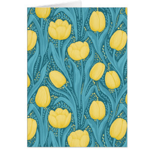 Cartão Tulipas em azul e amarelo