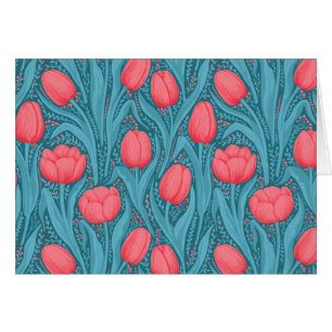 Cartão Tulipas em azul e vermelho
