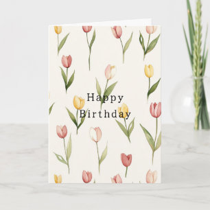 Cartão Tulipas Flores Amarelo Rosa Aniversário