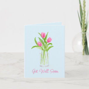 Cartão Tulipas na Água Pintura Floral em Aquarela