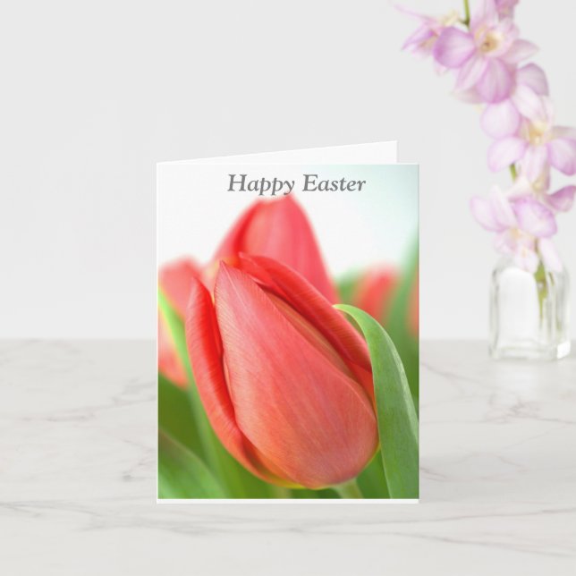 Cartão Tulipas Rosa Feliz Páscoa (Orquídea)