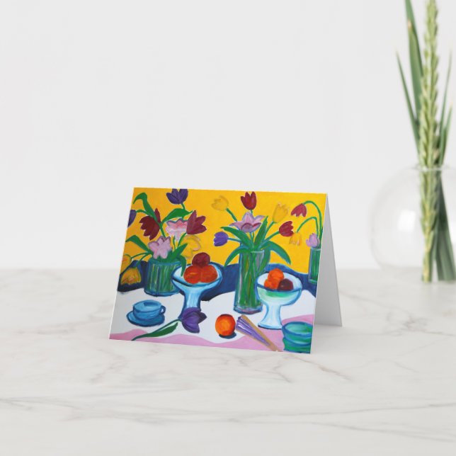 Cartão Tulips Oranges Apples Note Card (Frente)