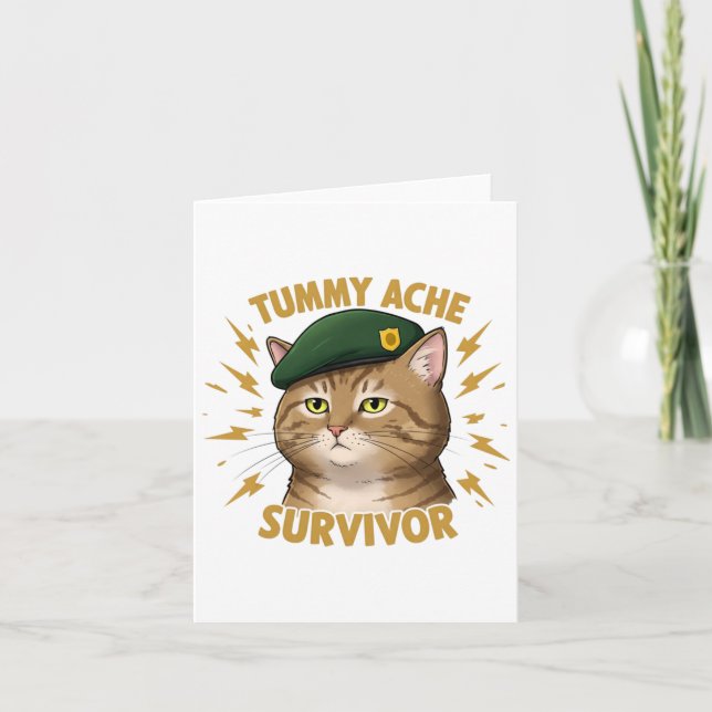 Cartão Tummy Ache Survivor Sticker (Frente)
