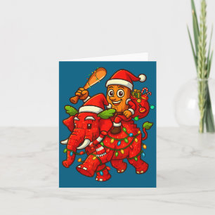 Cartão Tung Tung Sahur Montando Elefante Natal Italiano