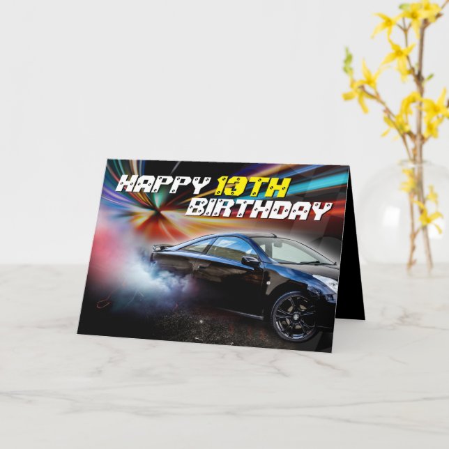 Cartão Turbocharge Street Racing Birthday (Flor Amarela)