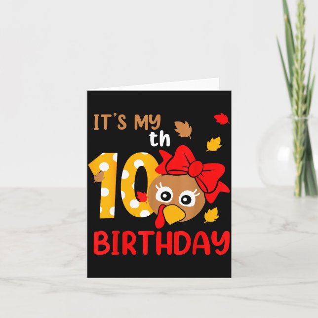 Cartão Turkey 10th Birthday Autumn Thanksgiving Party Boy (Frente)