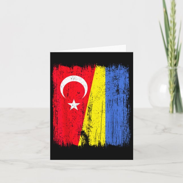Cartão Turkey Ukraine Half Flag Turkish Ukrainian Heritag (Frente)