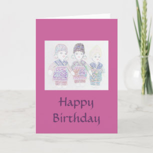 Cartão Turkish Dolls Happy Birthday Card
