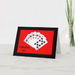 Cartão Turning 70 Is A Big Deal Birthday Card<br><div class="desc">Seven "10s" from decks of playing cards,  photographed against a bright red background with a black border,  are the subject of my "Turning 70 Is A Big Deal" birthday card.  The seven "10s" total 70 and that is a big deal!</div>