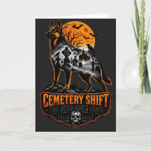 Cartão Turno Cemitério Pastor Alemão Halloween Gótico Gr
