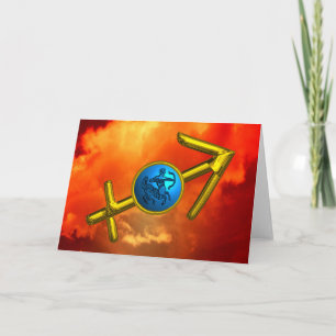 Cartão Turquesa Azul SAGITTARIUS, Aniversário Zodiac Dour