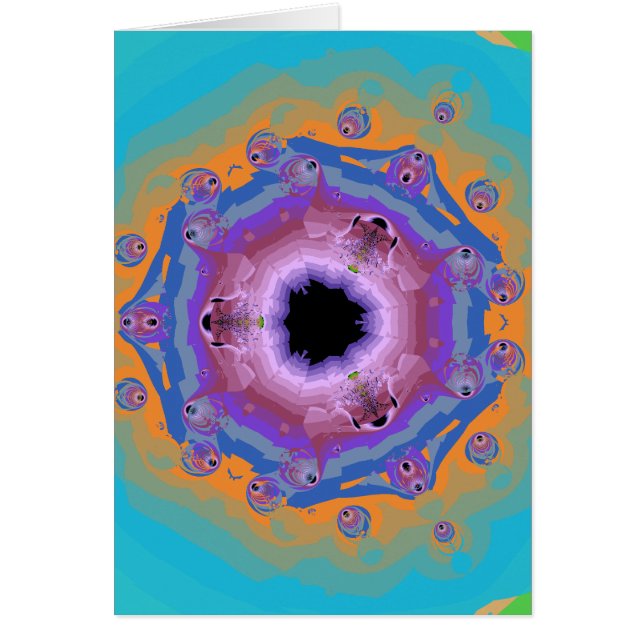 Cartão Turquesa da mandala do Fractal do pavão (Frente)