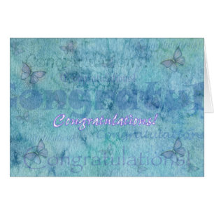 Cartão Turquesa da placa de parabéns com borboletas