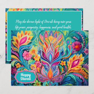 Cartão Turquesa Diwali Dreamscape
