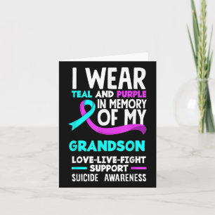 Cartão Turquesa e Roxo Em Memória do Suicídio do Meu Neto