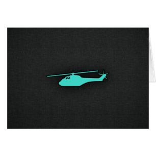 Cartão Turquesa; helicóptero verde azul