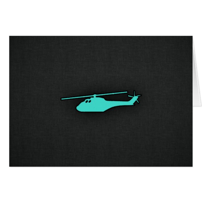 Cartão Turquesa; helicóptero verde azul (Frente horizontal)