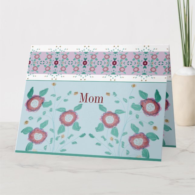 Cartão Turquesa Rosa E Azul Claro (Frente)