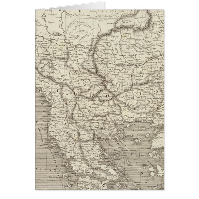 Cartão Turquia e mapa de Grécias (Frente)