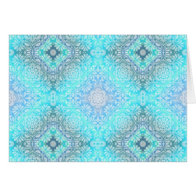 Cartão Turquoise Lace Mandala (Frente Horizontal)
