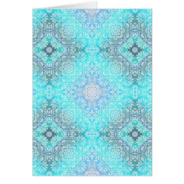 Cartão Turquoise Lace Mandala (Frente)