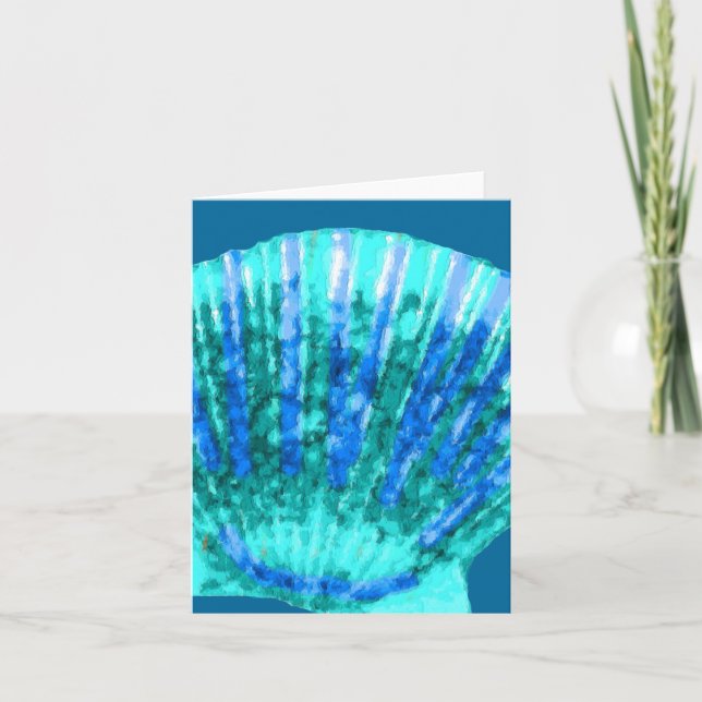 Cartão Turquoise scallop sea shell, note card (Frente)