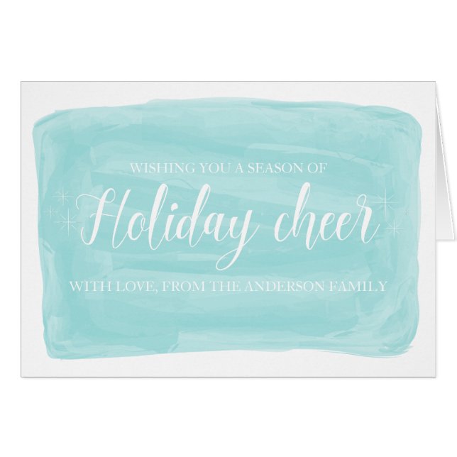 Cartão Turquoise Watercolor Holiday Cheer (Frente Horizontal)