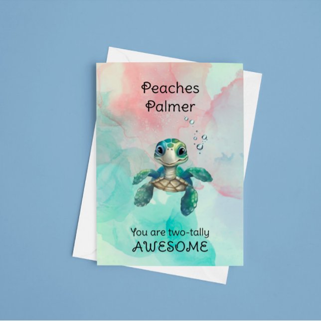 Cartão Turtle Birday, dois anos (Criador carregado)