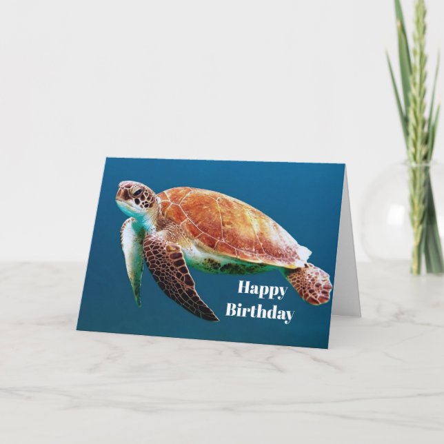 Cartão Turtle Blue Water Sea Photo Birthday (Frente)