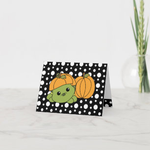 Cartão Turtle Cutie em um suit de abóbora!