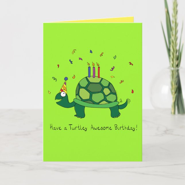 Cartão Turtle Funny Birthday Greeting Card (Frente)