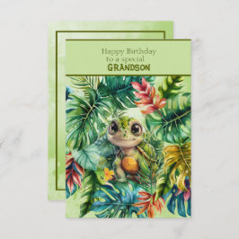 Cartão Turtle Happy Birthday To a Special Grandson