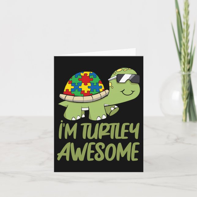 Cartão Turtle Incrível Autismo Quebra-cabeça (Frente)
