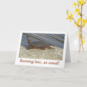 CARTÃO TURTLE ON ROCK/BELATED BIRTHDAY CARD/CUSTOMIZABLE