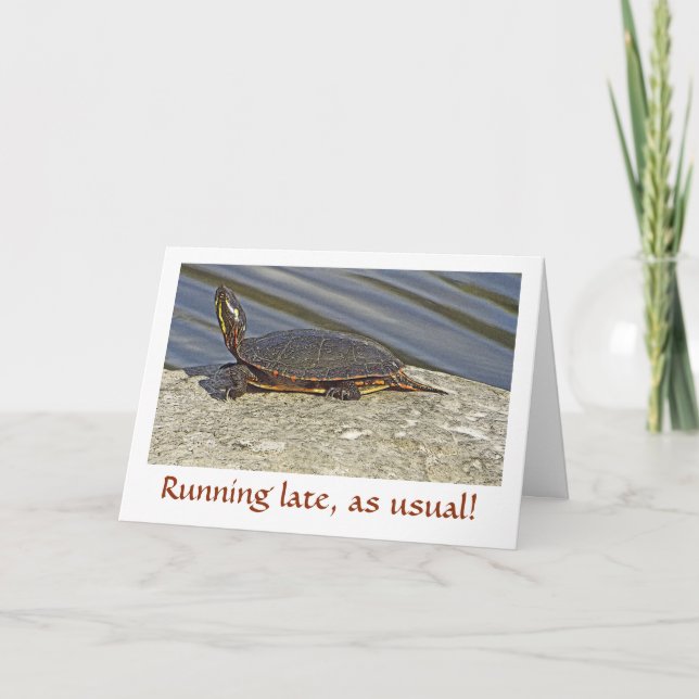 CARTÃO TURTLE ON ROCK/BELATED BIRTHDAY CARD/CUSTOMIZABLE (Frente)