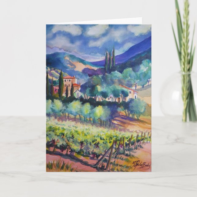 Cartão Tuscany in Blues ~ Watercolor Greeting (Frente)