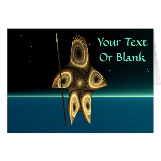 Cartão Tuvaaq - Caçador de Inuit Fractal (Frente Horizontal)