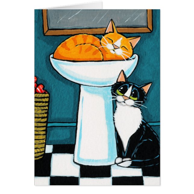 Cartão Tux e gatos de gato malhado na ilustração do (Frente)
