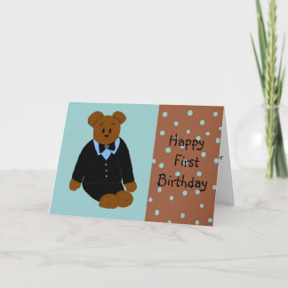 Cartão Tuxedo Bear First Birthday